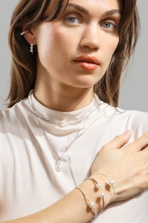 Boucle d’oreille Pearl Arc - Plaquée argent