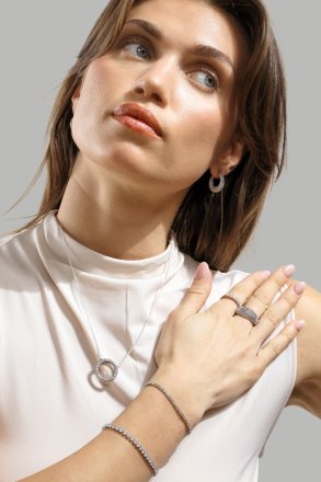 Boucle d’oreille Crystal Circle - Plaquée argent