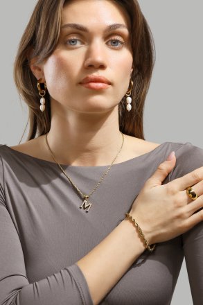 Boucle d’oreille Pearl Duo Drop - 18k Plaquée or