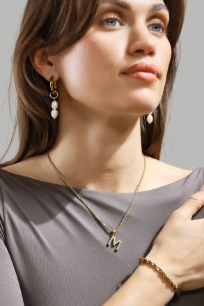 Boucle d’oreille Pearl Duo Drop - 18k Plaquée or