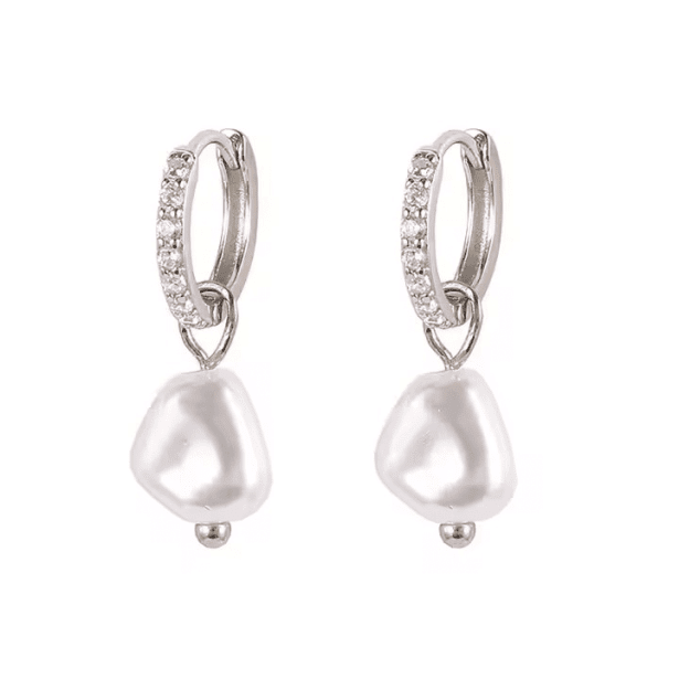 Pearl Charm Boucles d’oreilles – Plaquées argent