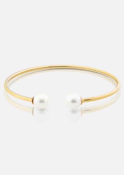 Pearl End Cuff Bracelet - 18k Plaqué or