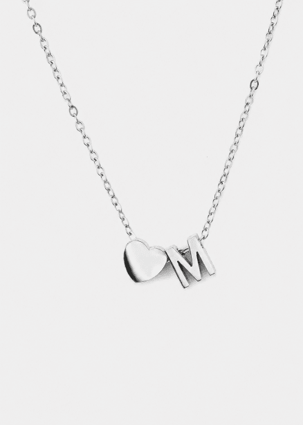 Collier Heart Letter A-N - Plaquée argent