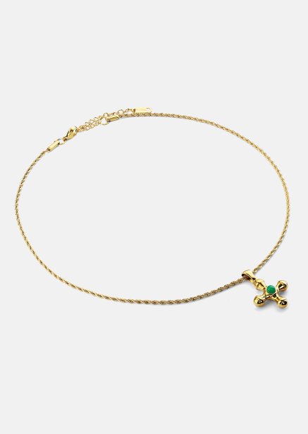 Emerald Cross Green Collier – 18k Plaqué or