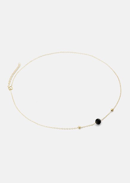 Collier Noir Sphere - 18k Plaqué or