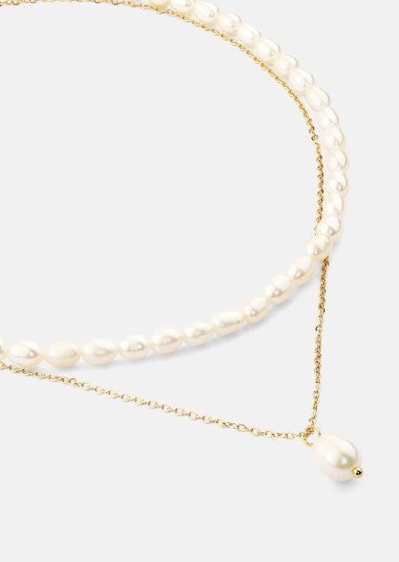 Collier Duo Pearl & Gold - 18k Plaqué or