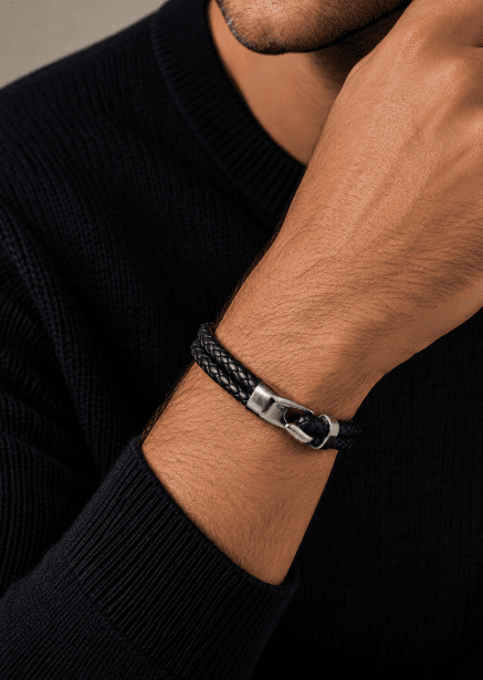 Bracelet en cuir Obsidian Link