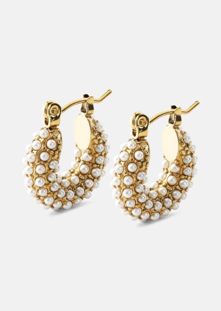 Chunky Pearl Hoop Boucle d'oreille - 18k Plaquée or
