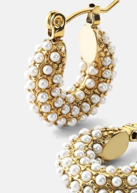 Chunky Pearl Hoop Boucle d'oreille - 18k Plaquée or