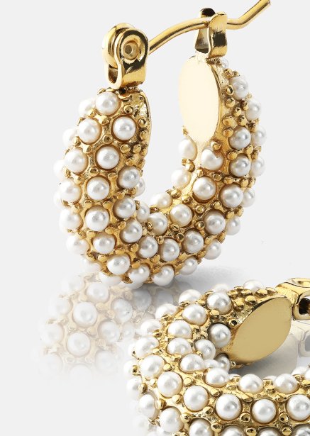 Chunky Pearl Hoop Boucle d'oreille - 18k Plaquée or