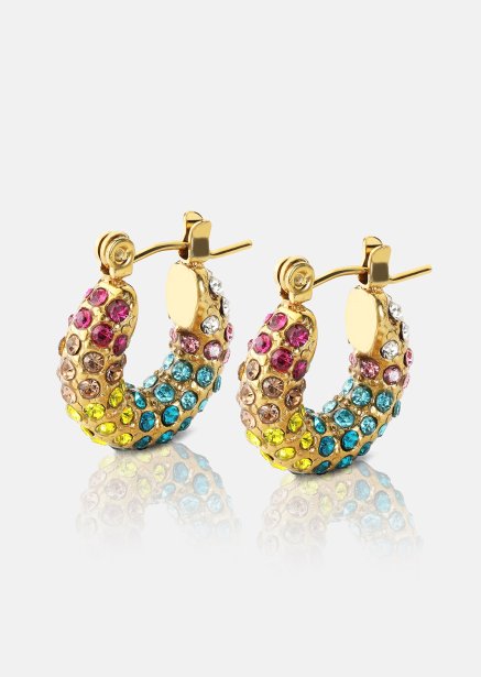 Colored Pearl Hoop Boucle d'oreille - 18k Plaquée or