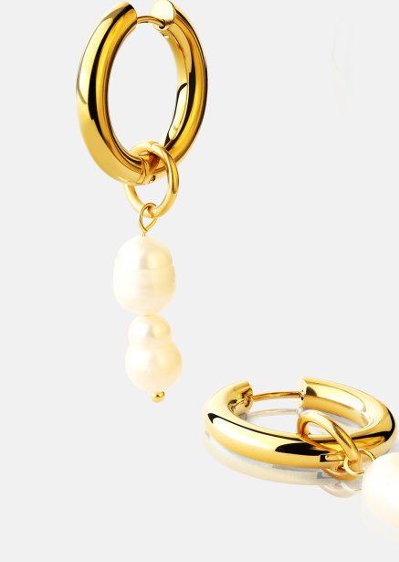 Boucle d’oreille Pearl Duo Drop - 18k Plaquée or