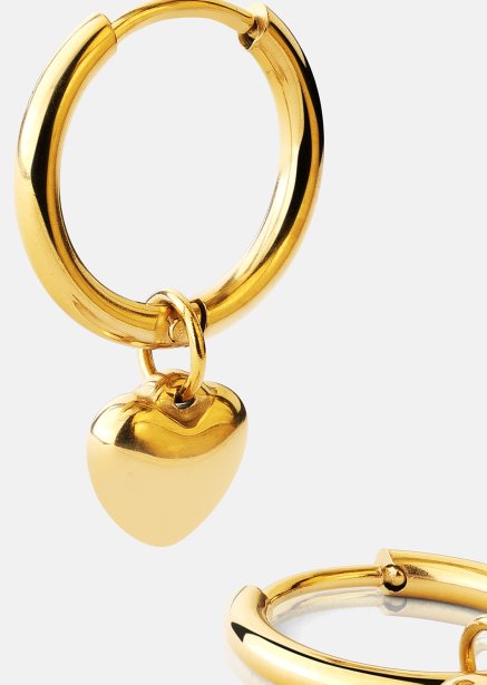 Boucle d'oreille Heart Hug Hoops - 18k Plaquée or