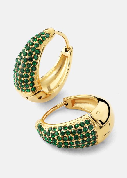 Boucle d’oreille Green Crystal Hoop - 18k Plaquée or