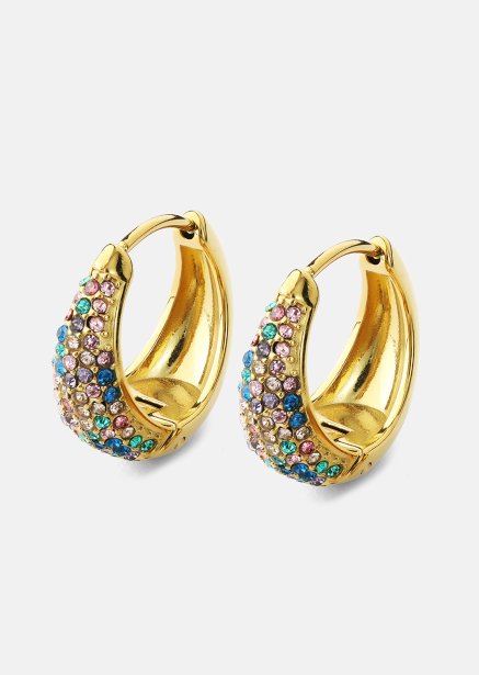 Boucle d’oreille Multicolor Crystal Bold Hoops - 18k Plaquée or