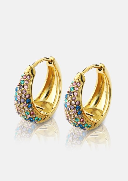Boucle d’oreille Multicolor Crystal Bold Hoops - 18k Gold Plated