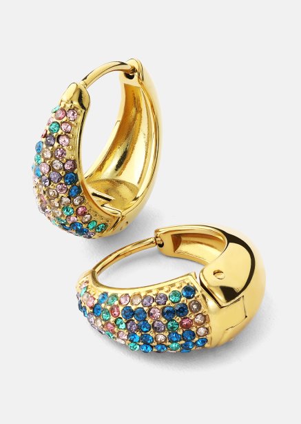 Boucle d’oreille Multicolor Crystal Bold Hoops - 18k Plaquée or