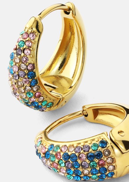 Boucle d’oreille Multicolor Crystal Bold Hoops - 18k Plaquée or