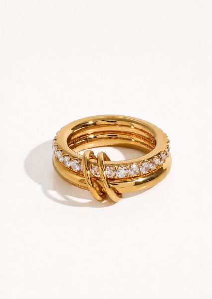 Bague Stacked Crystal - Plaqué or 18k