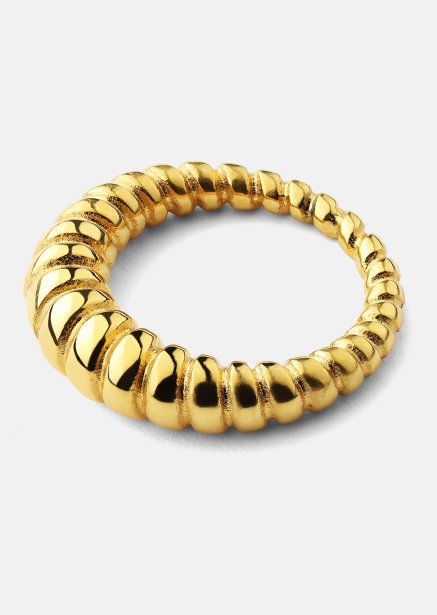 Bague Bold Ribbed - Plaqué or 18k