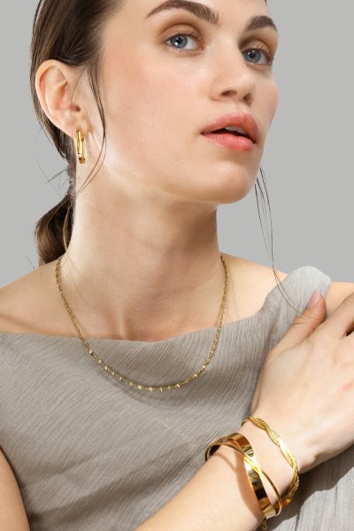 Bracelet Twist Cuff - 18k Plaqué or