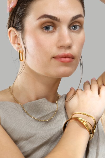Bracelet Twist Cuff - 18k Plaqué or