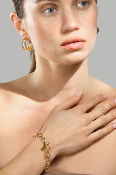 Boucle d’oreille Dual - 18k Plaquée or