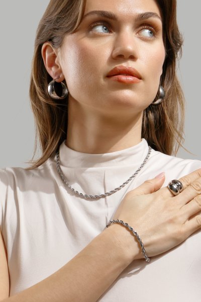 Bracelet Twisted Link - Plaqué argent
