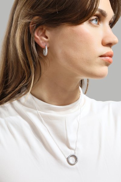 Boucle d’oreille Crystal Circle - Plaquée argent