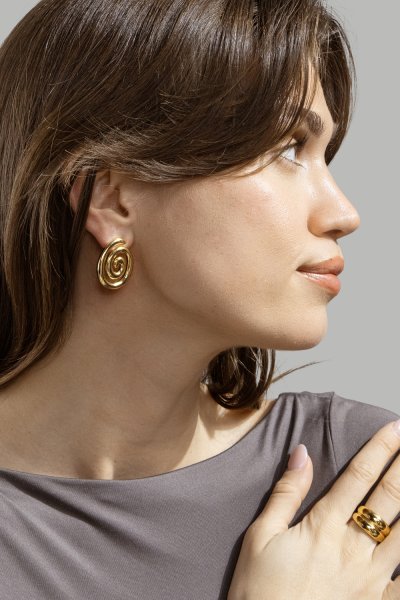 Resin Boucle d'oreille - 18k Plaquée or