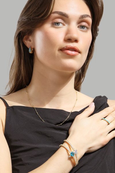 Boucle d’oreille Turquoise Crystal Bold Hoops - 18k Plaquée or