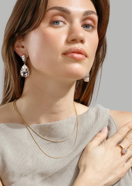 Azulora White Boucles d’oreilles – 18k Plaquées or