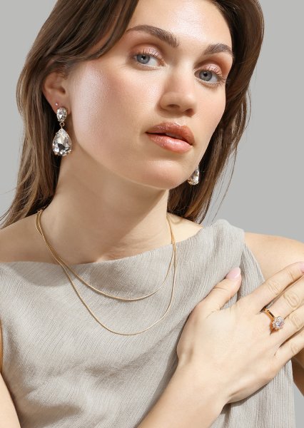 Azulora White Boucles d’oreilles – 18k Plaquées or