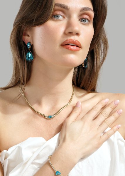 Azulora Icy Blue Boucles d’oreilles – 18k Plaquées or