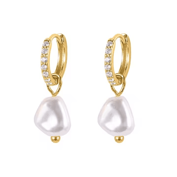 Pearl Charm Boucles d’oreilles – 18k Plaquées or
