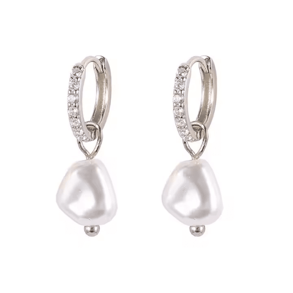 Pearl Charm Boucles d’oreilles – Plaquées argent