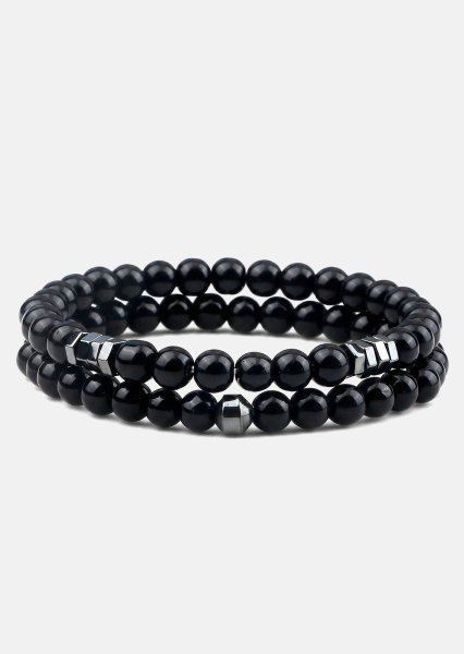 Bracelet perlé Obsidian Halo