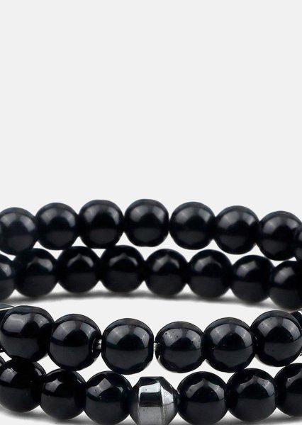 Bracelet perlé Obsidian Halo