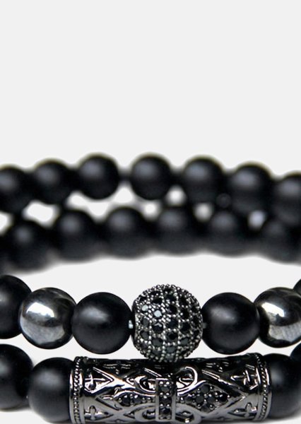 Bracelet perlé Obsidian Crown