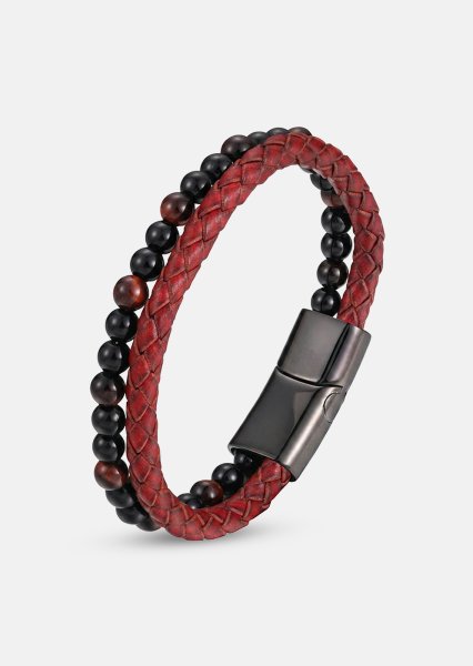 Bracelet en cuir Crimson Nexus