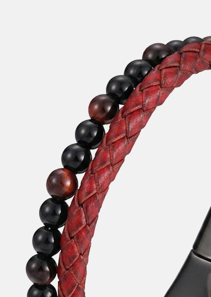 Bracelet en cuir Crimson Nexus