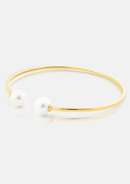 Pearl End Cuff Bracelet - 18k Plaqué or
