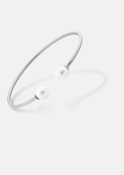 Pearl End Cuff Bracelet - Plaqué argent