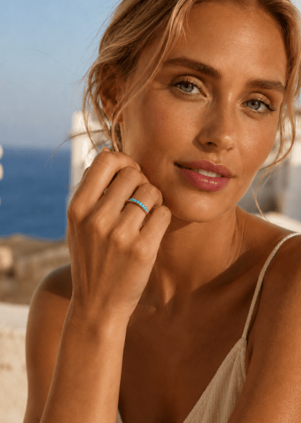 Blue Pearl Elegance Bague - 18k Plaquée or