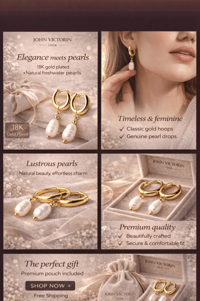 Boucle d’oreille Ocean - 18k Plaquée or