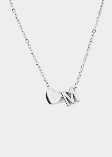 Collier Heart Letter A-N - Plaquée argent