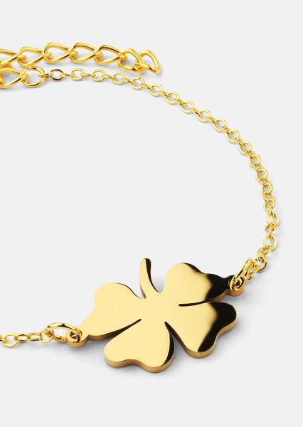 Golden Clover Charm Bracelet - 18k Plaqué or