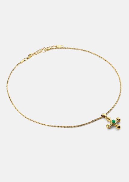 Emerald Cross Green Collier – 18k Plaqué or
