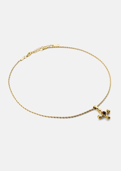 Emerald Cross Brown Collier – 18k Plaqué or