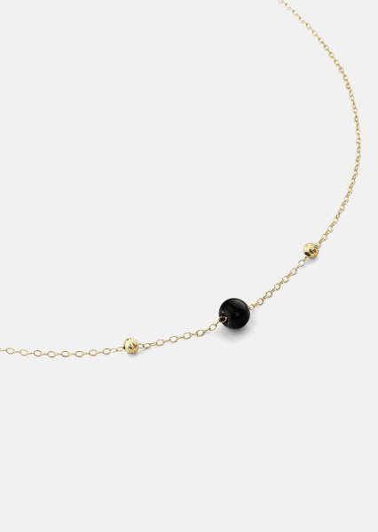 Collier Noir Sphere - 18k Plaqué or